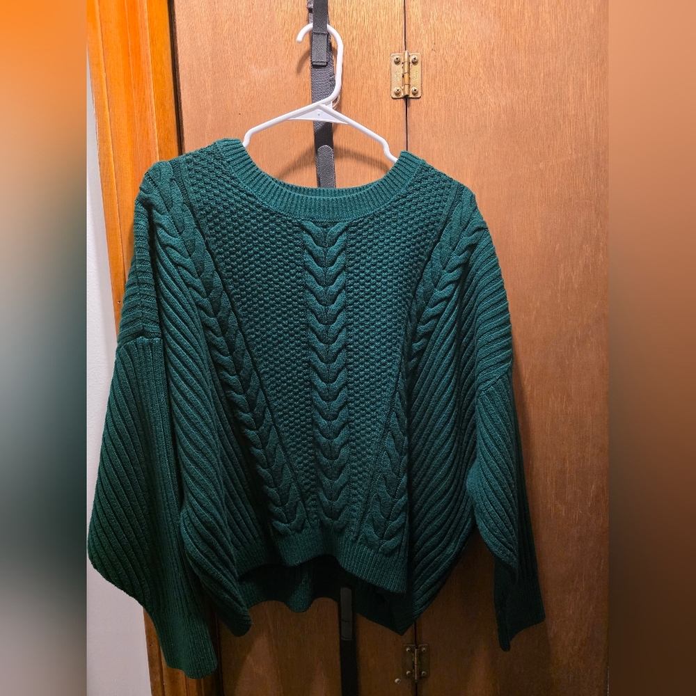 Dark Green Cable Knit Sweater